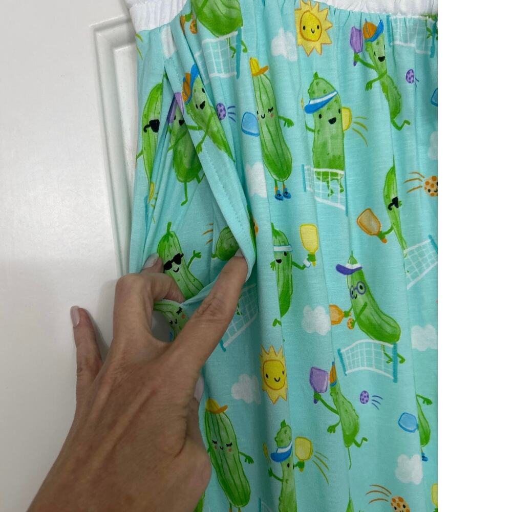 Little Sleepies Bamboo Pajama Pants Pickles Playing Pickleball Novelty NWT L - Picture 7 of 13